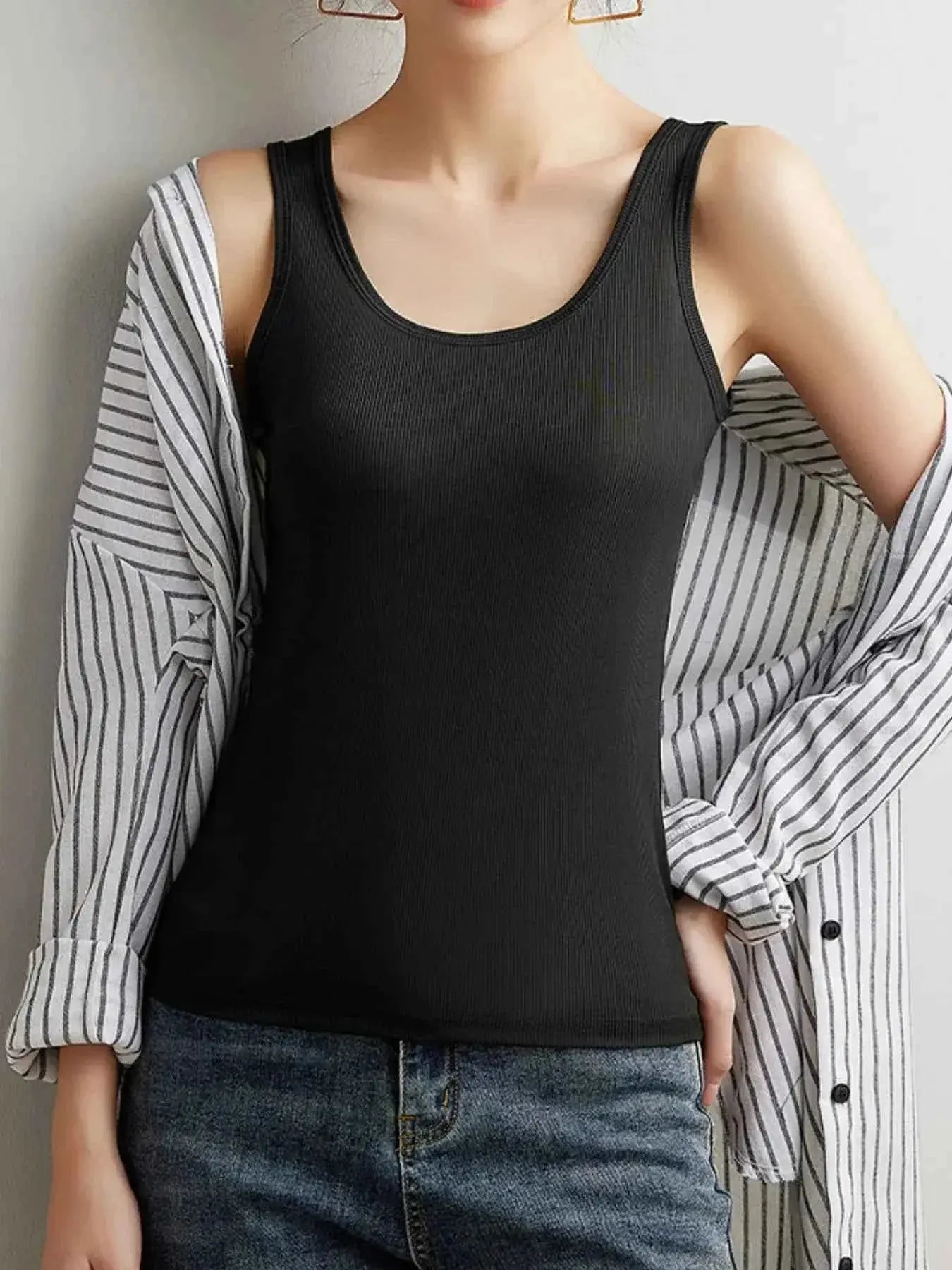 Plus Size Ribbed Scoop Neck Tank Top