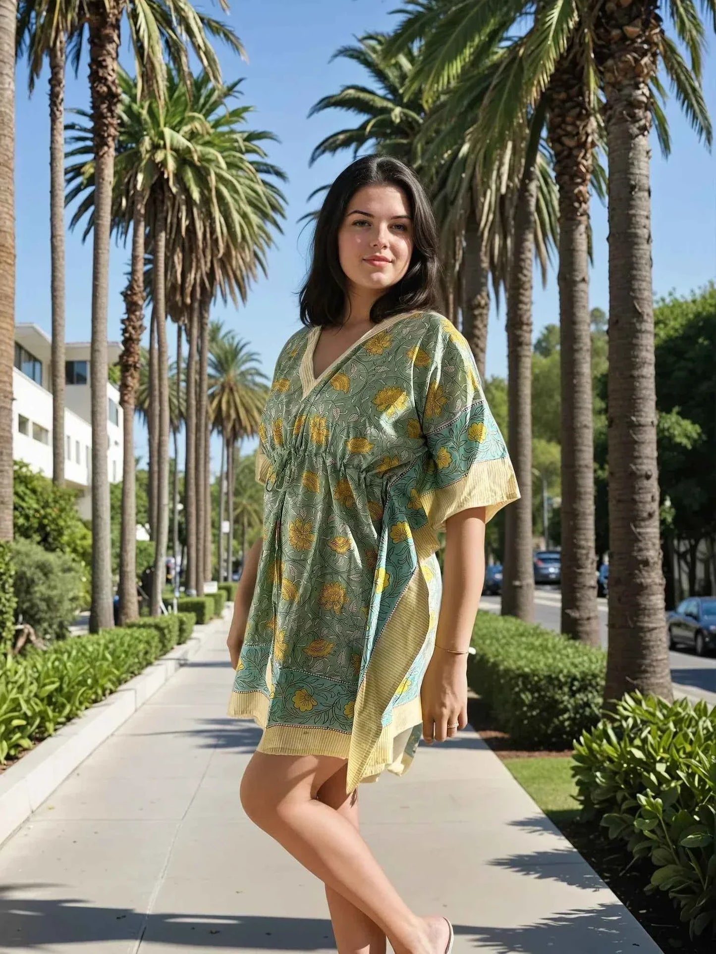 Soléa Block Print Cotton Caftan
