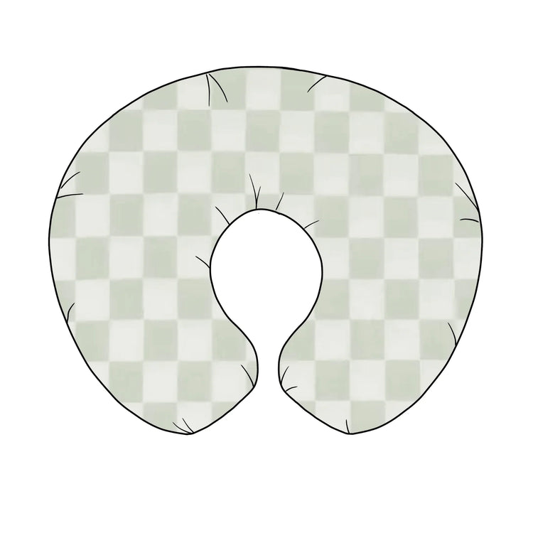 Leaf Green & White Checkered Nursing Pillow Cover - GiFTiFY