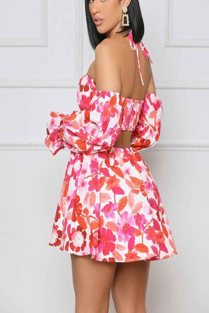 Poppy Fields Cut Out Mini Dress