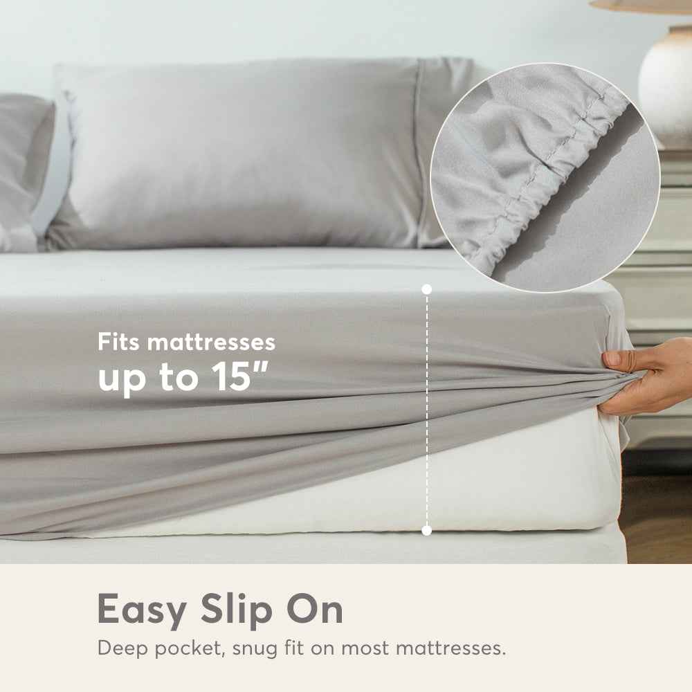 Kasentex All Season Deep Pocket Fitted Sheet Set with Pillowcases, Room Decor, Graduation Gifts