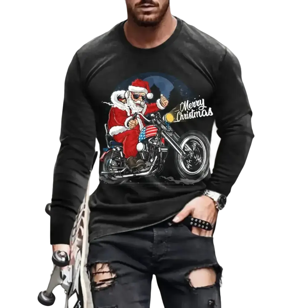 3D Digital Printing Holiday Atmosphere Round Neck Long-sleeved Shirtmen's shirts,O-neck shirts,t-shirts