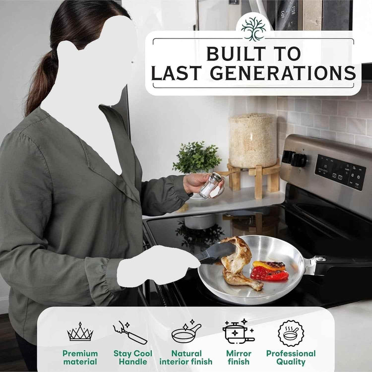 11-Inch Chef Skillet – Quick & Even Heat Distribution – Lightweight Cast Aluminum Frying Pan - GiFTiFY