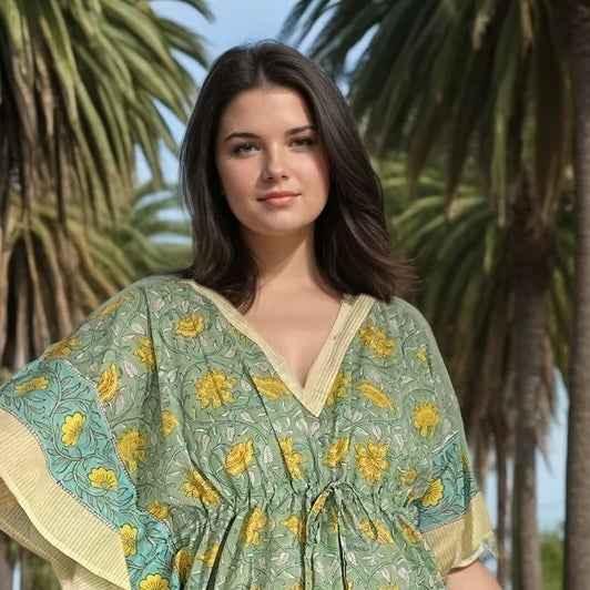 Soléa Block Print Cotton Caftan