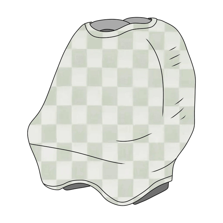 Leaf Green & White Checkered Carseat Cover - GiFTiFY