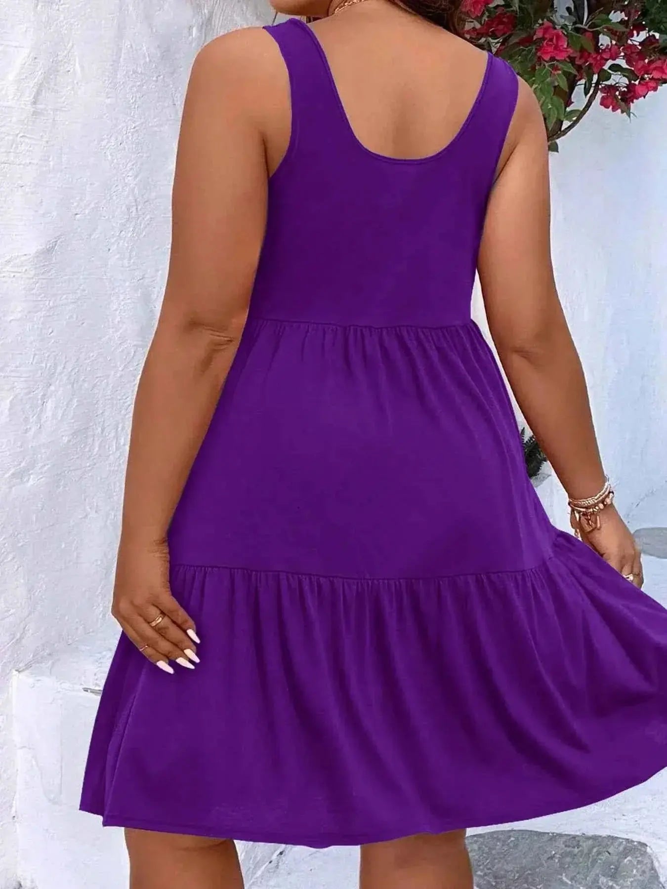 Plus Size Tiered Scoop Neck Tank Dress