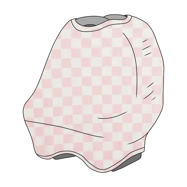 Sugar Pink & White Checkered Carseat Cover - GiFTiFY