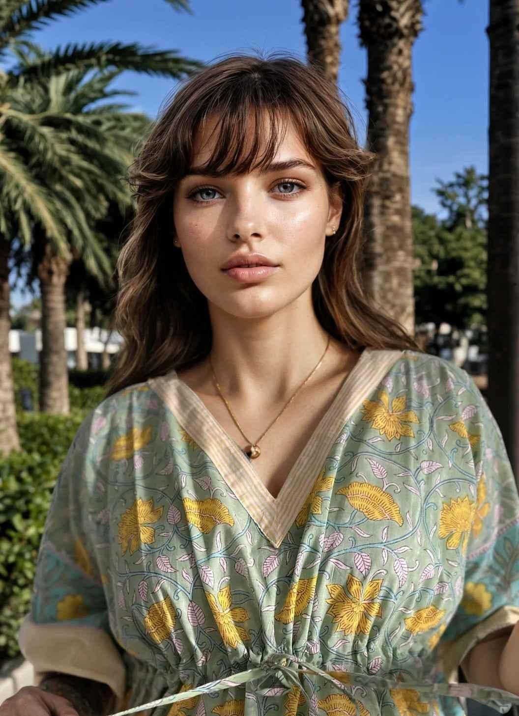 Soléa Block Print Cotton Caftan