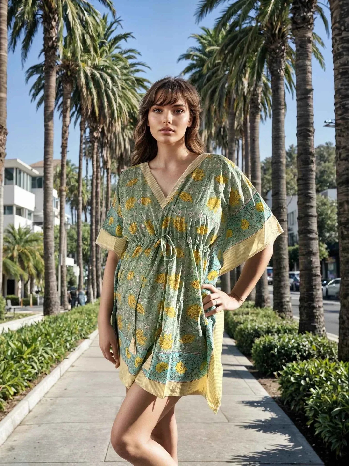 Soléa Block Print Cotton Caftan