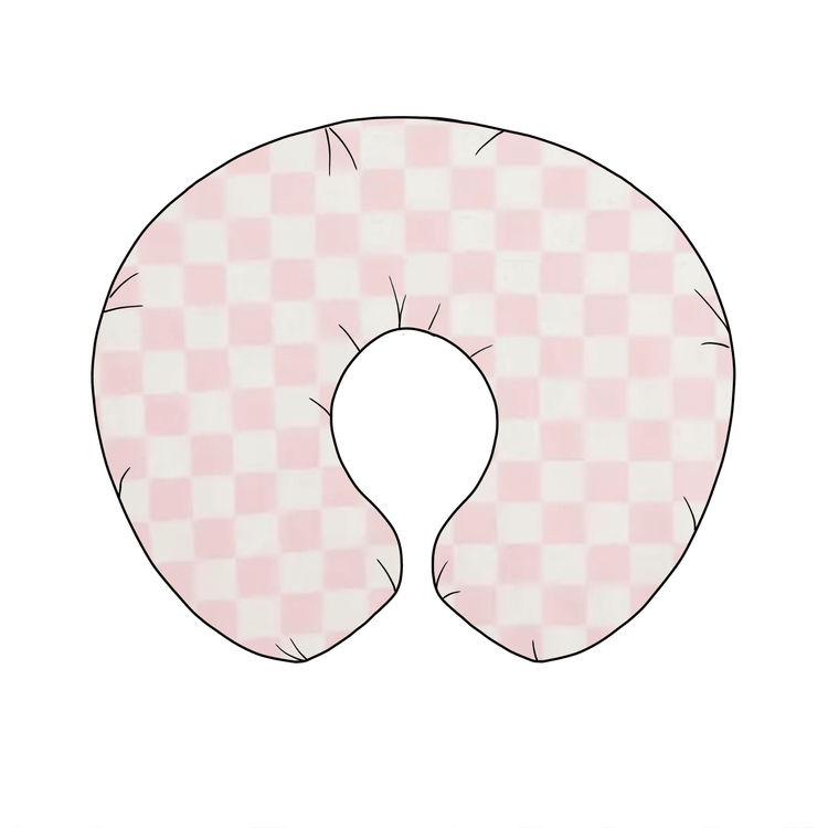Sugar Pink & White Checkered Nursing Pillow Cover - GiFTiFY