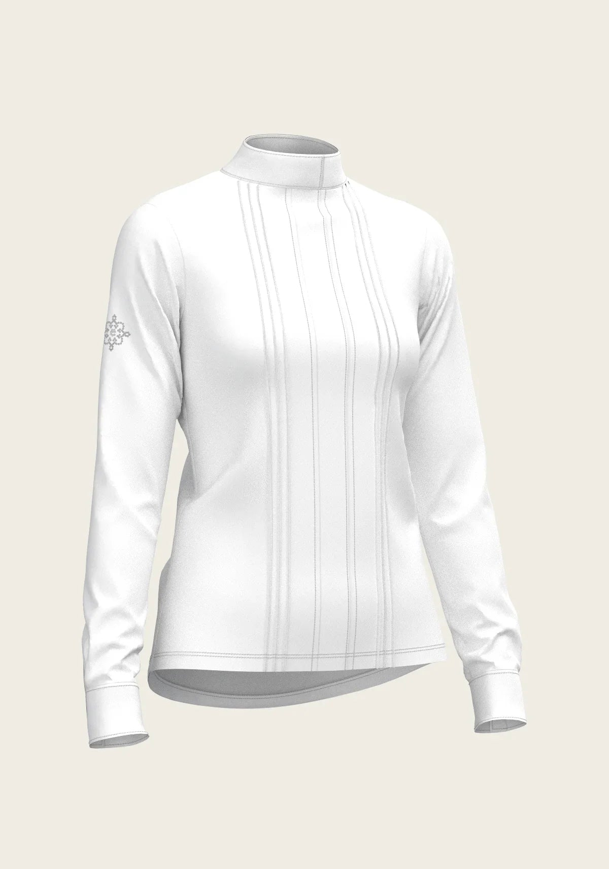 White Long Pleated Long Sleeve Sleeve Show Shirt Espoir Equestrian