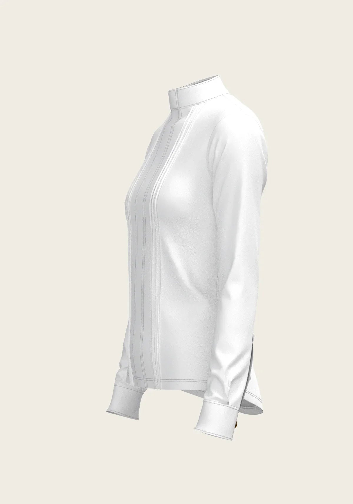White Long Pleated Long Sleeve Sleeve Show Shirt Espoir Equestrian