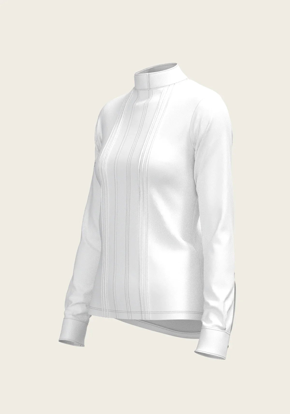 White Long Pleated Long Sleeve Sleeve Show Shirt Espoir Equestrian