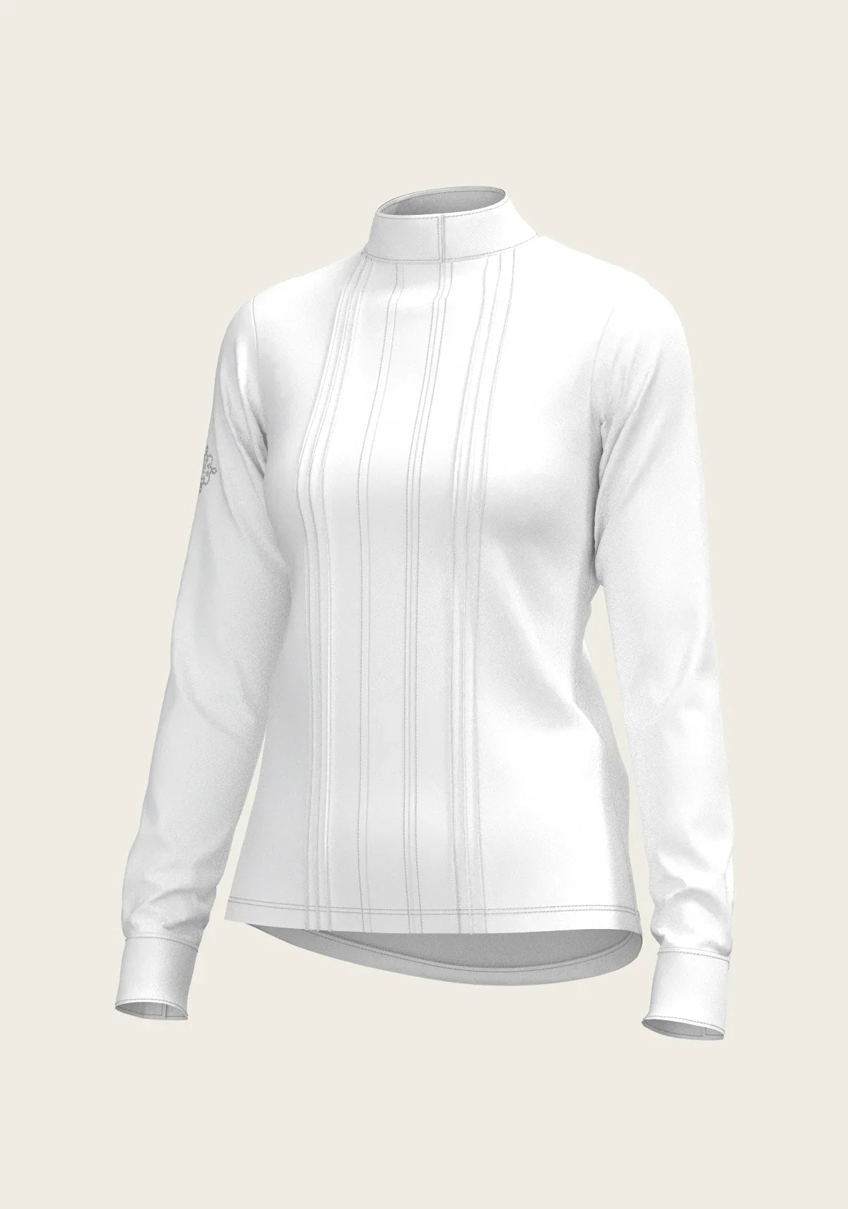 White Long Pleated Long Sleeve Sleeve Show Shirt Espoir Equestrian