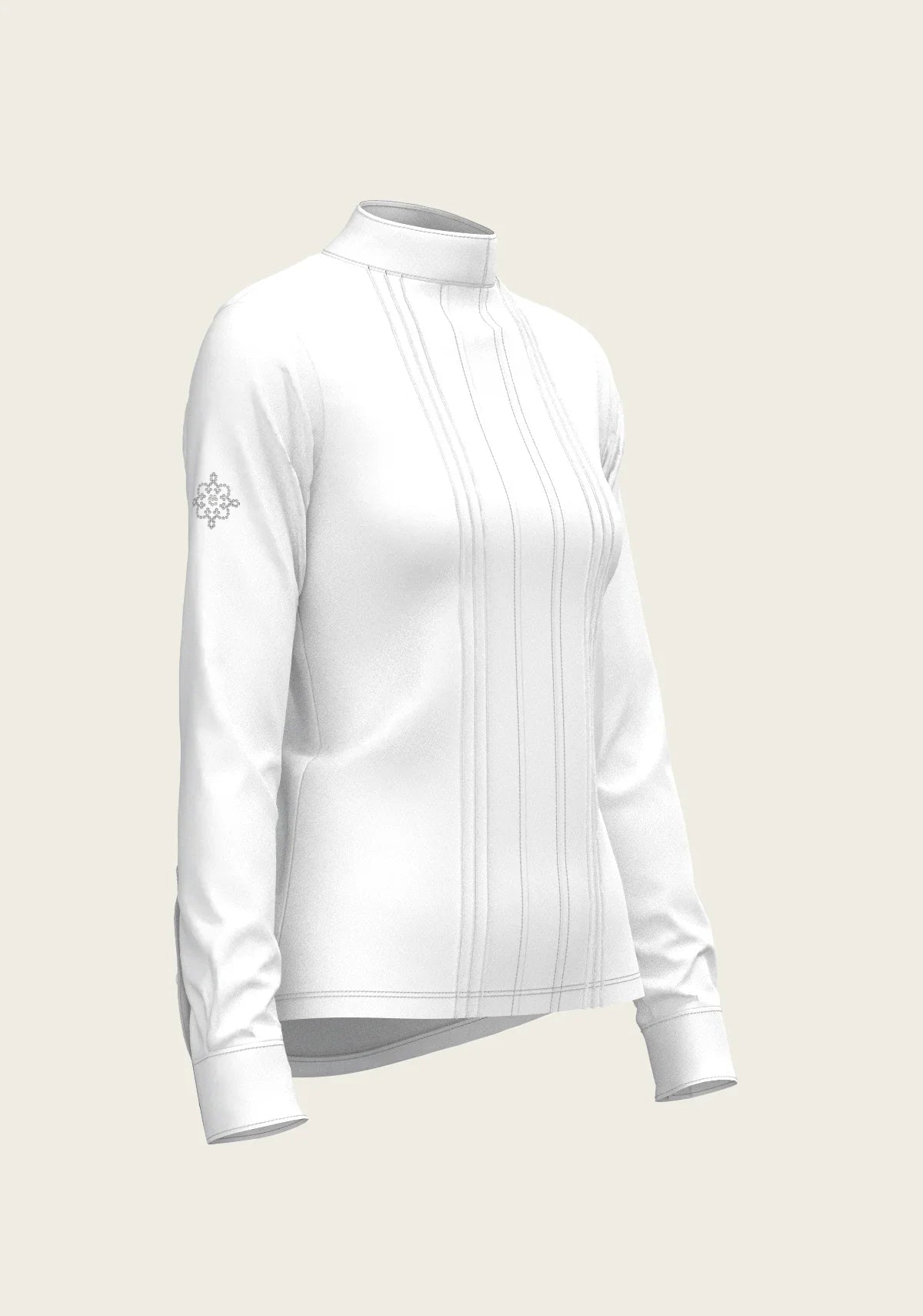 White Long Pleated Long Sleeve Sleeve Show Shirt Espoir Equestrian