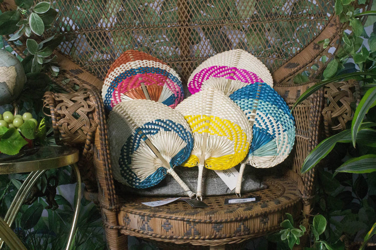 Tricolor Raffia Handmade Fan - GiFTiFY