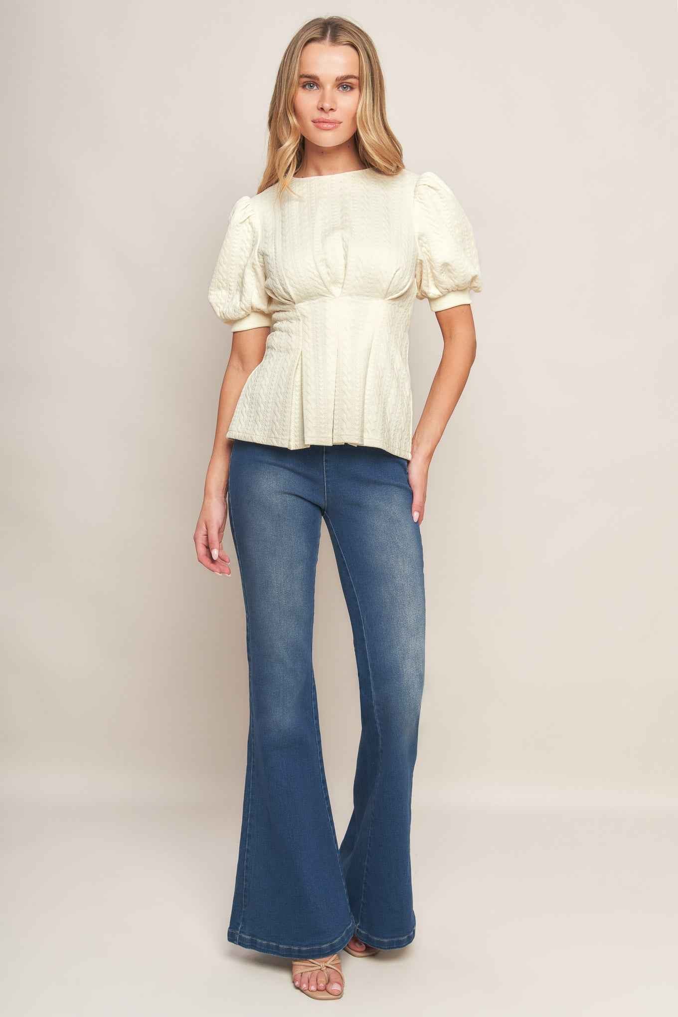 CREAM TWIST WOVEN TOP