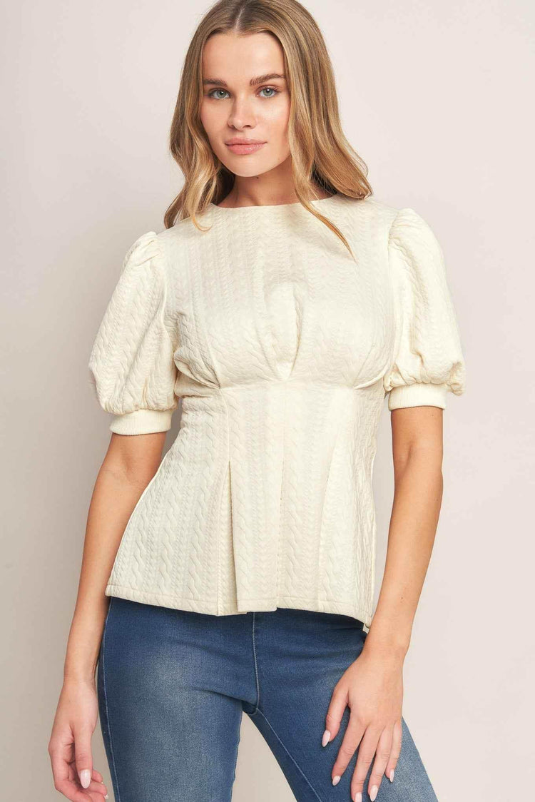 CREAM TWIST WOVEN TOP - GiFTiFY