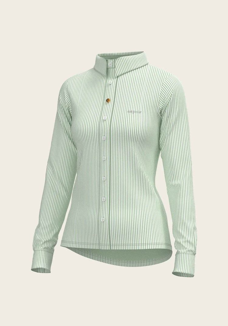 Stripes on Lime Ladies Button Shirt - GiFTiFY