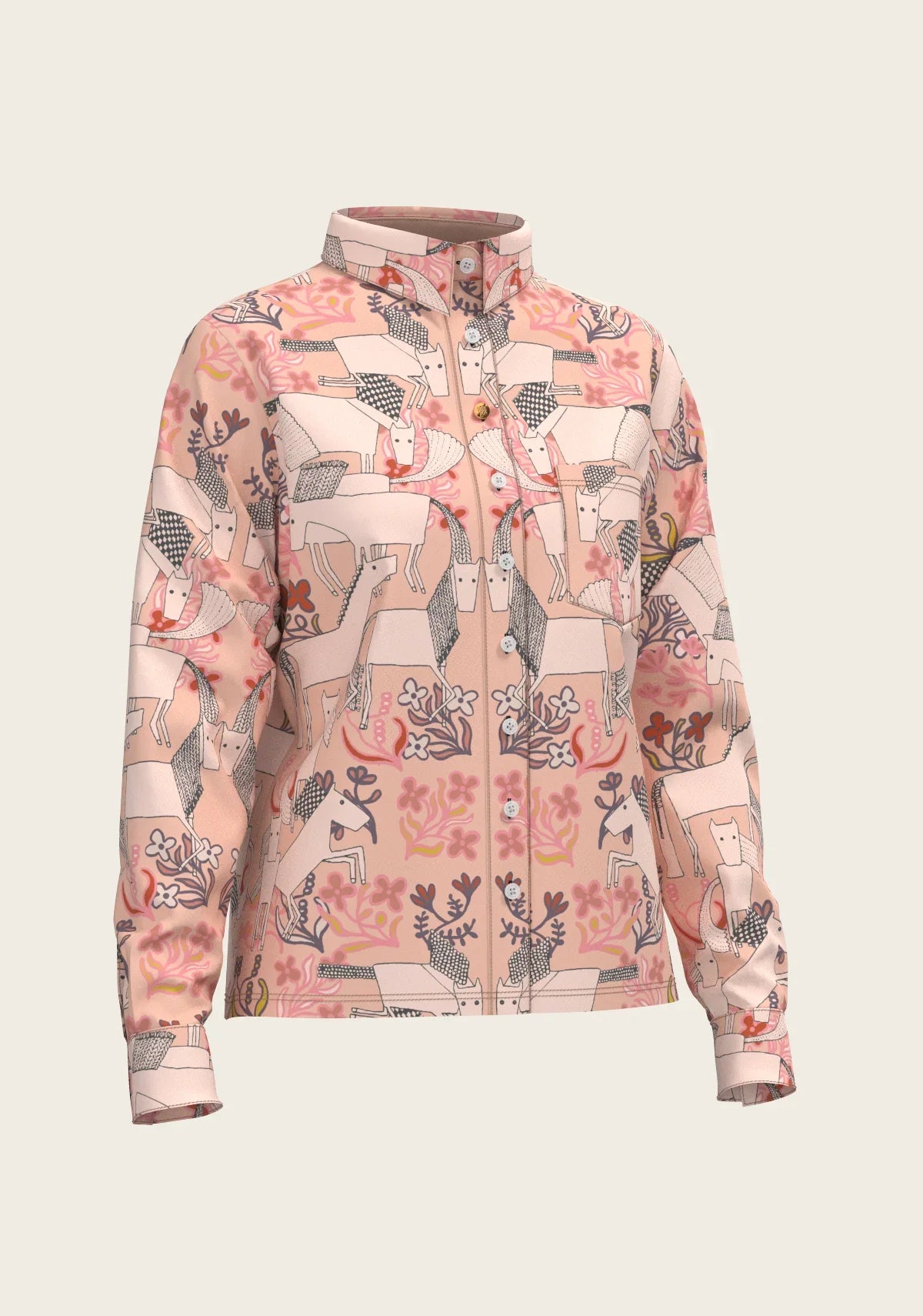 Maize on Peach Loose Fitting Button Shirt