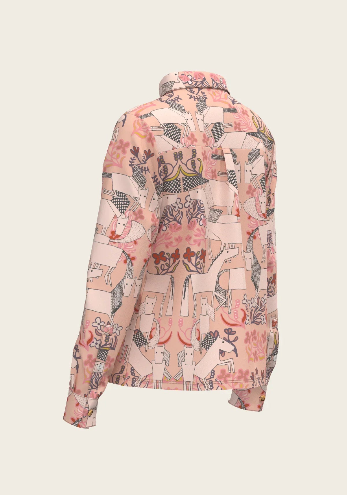 Maize on Peach Loose Fitting Button Shirt