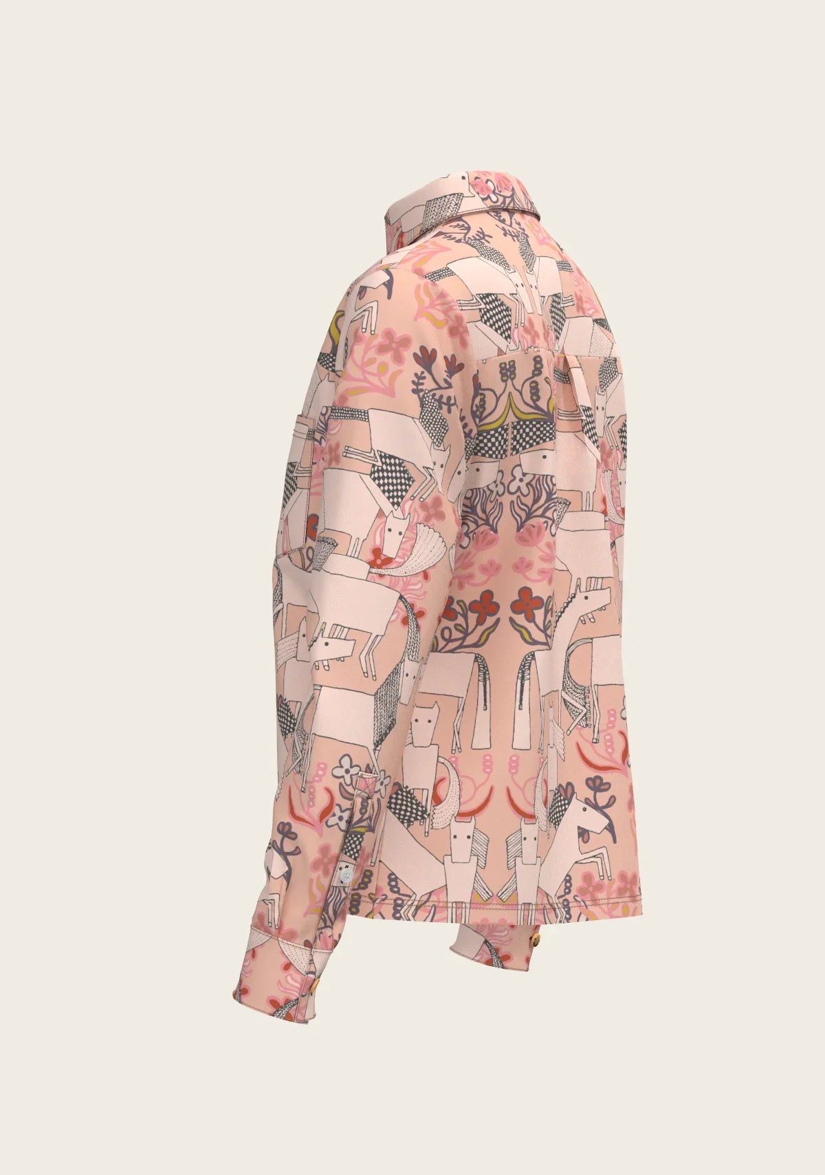 Maize on Peach Loose Fitting Button Shirt