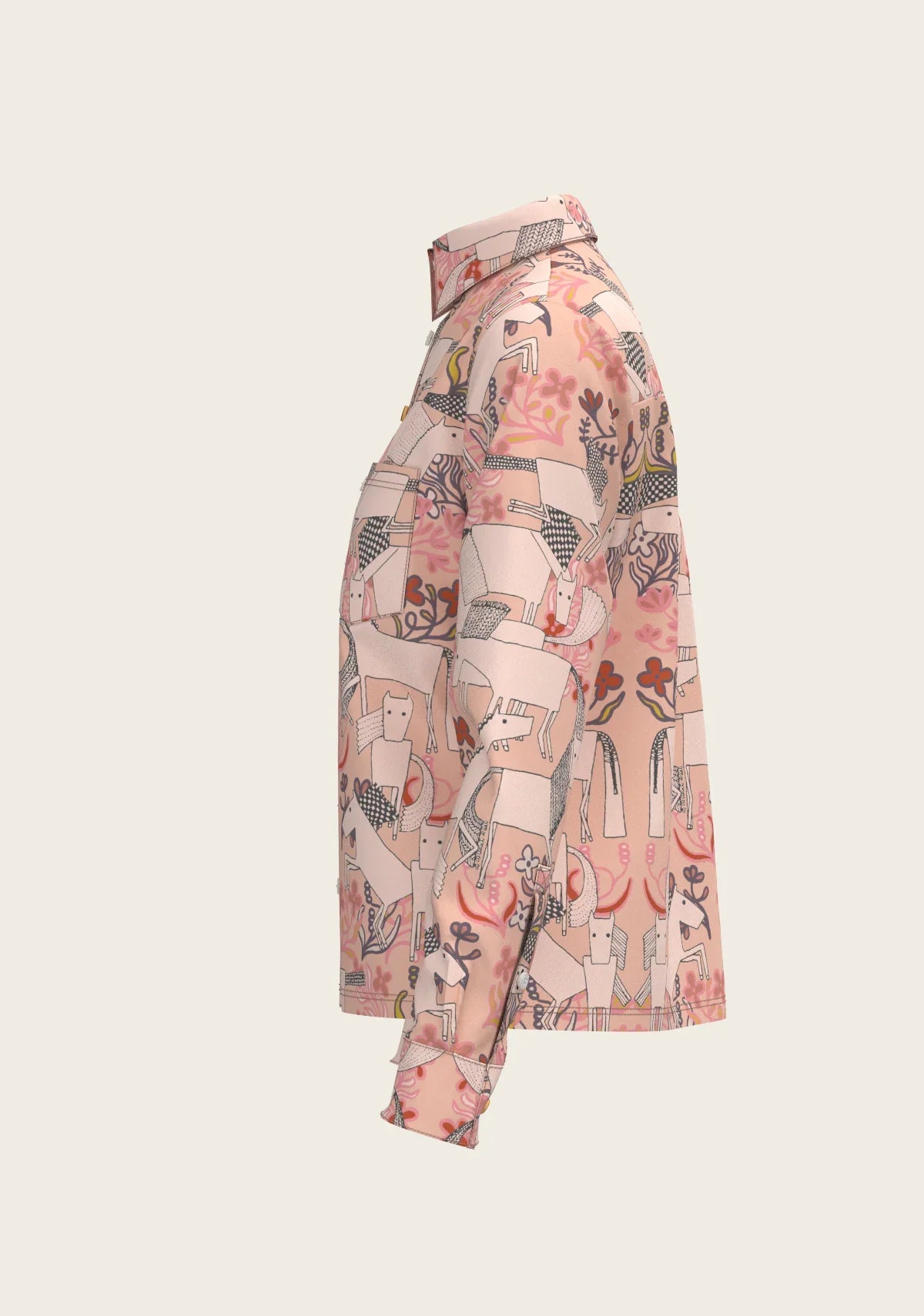 Maize on Peach Loose Fitting Button Shirt