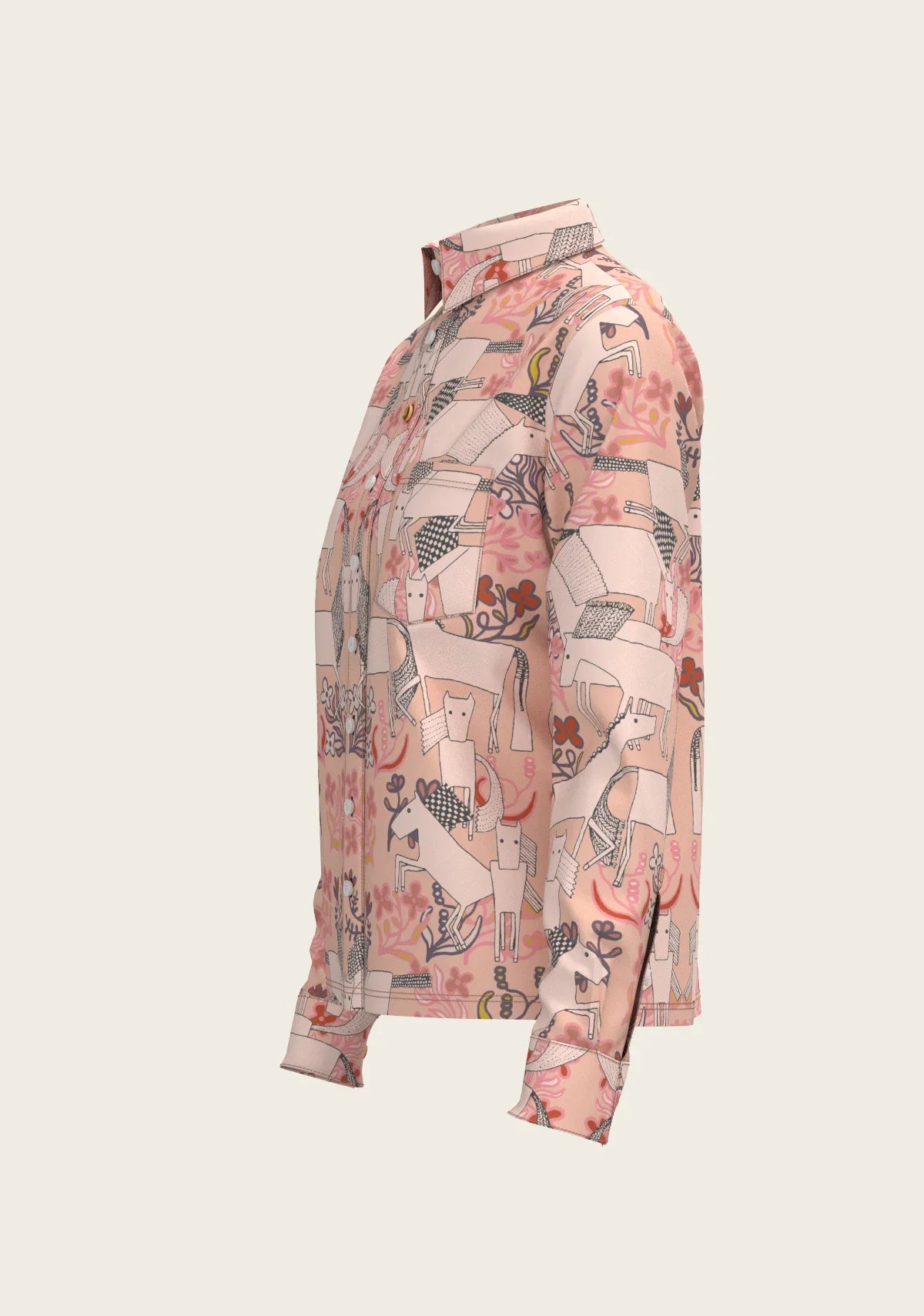 Maize on Peach Loose Fitting Button Shirt