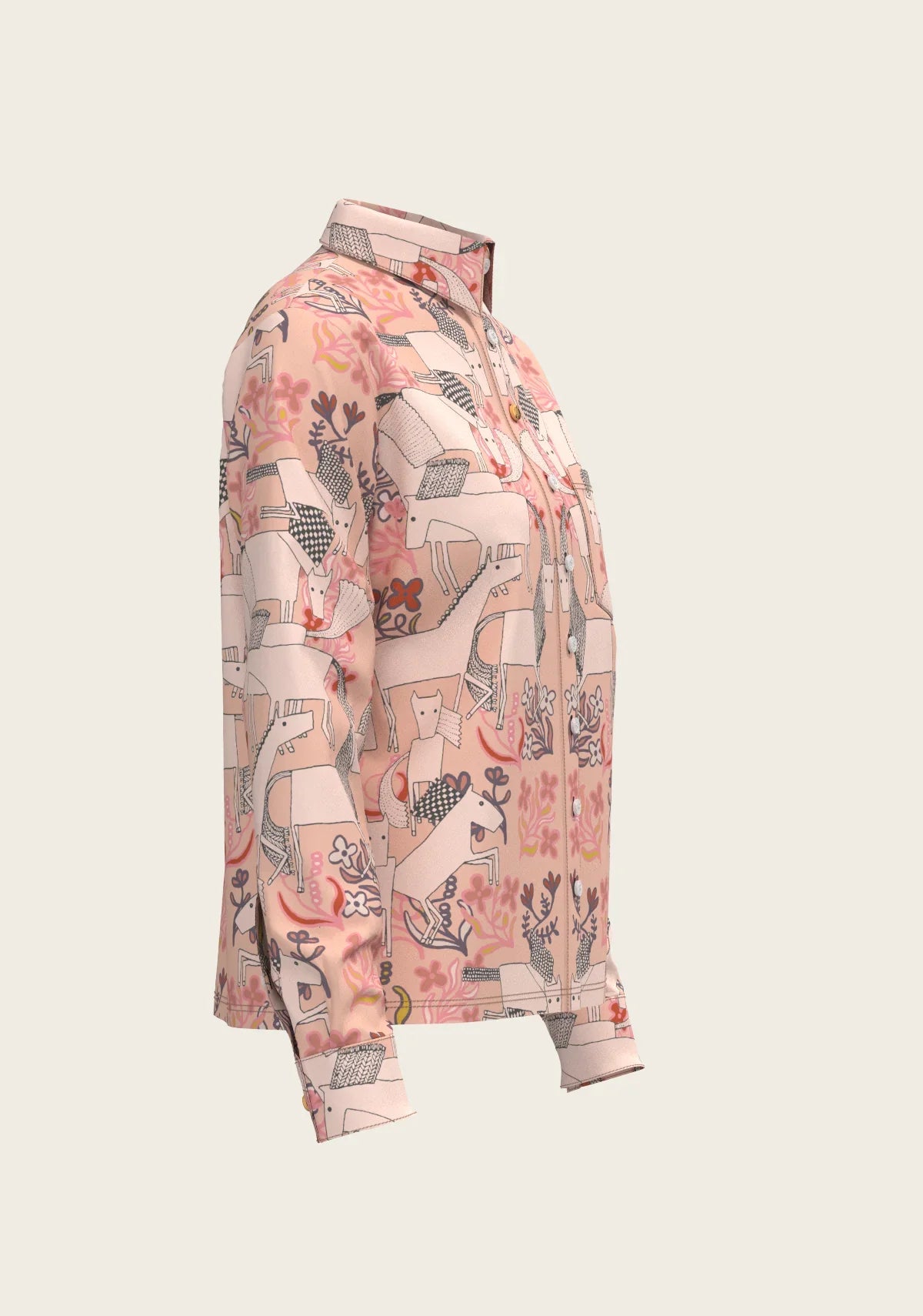 Maize on Peach Loose Fitting Button Shirt