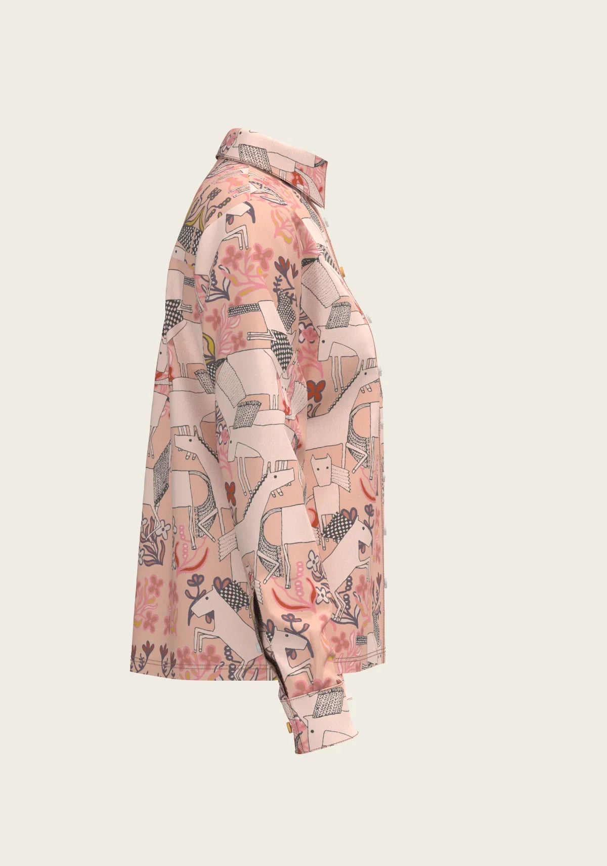 Maize on Peach Loose Fitting Button Shirt
