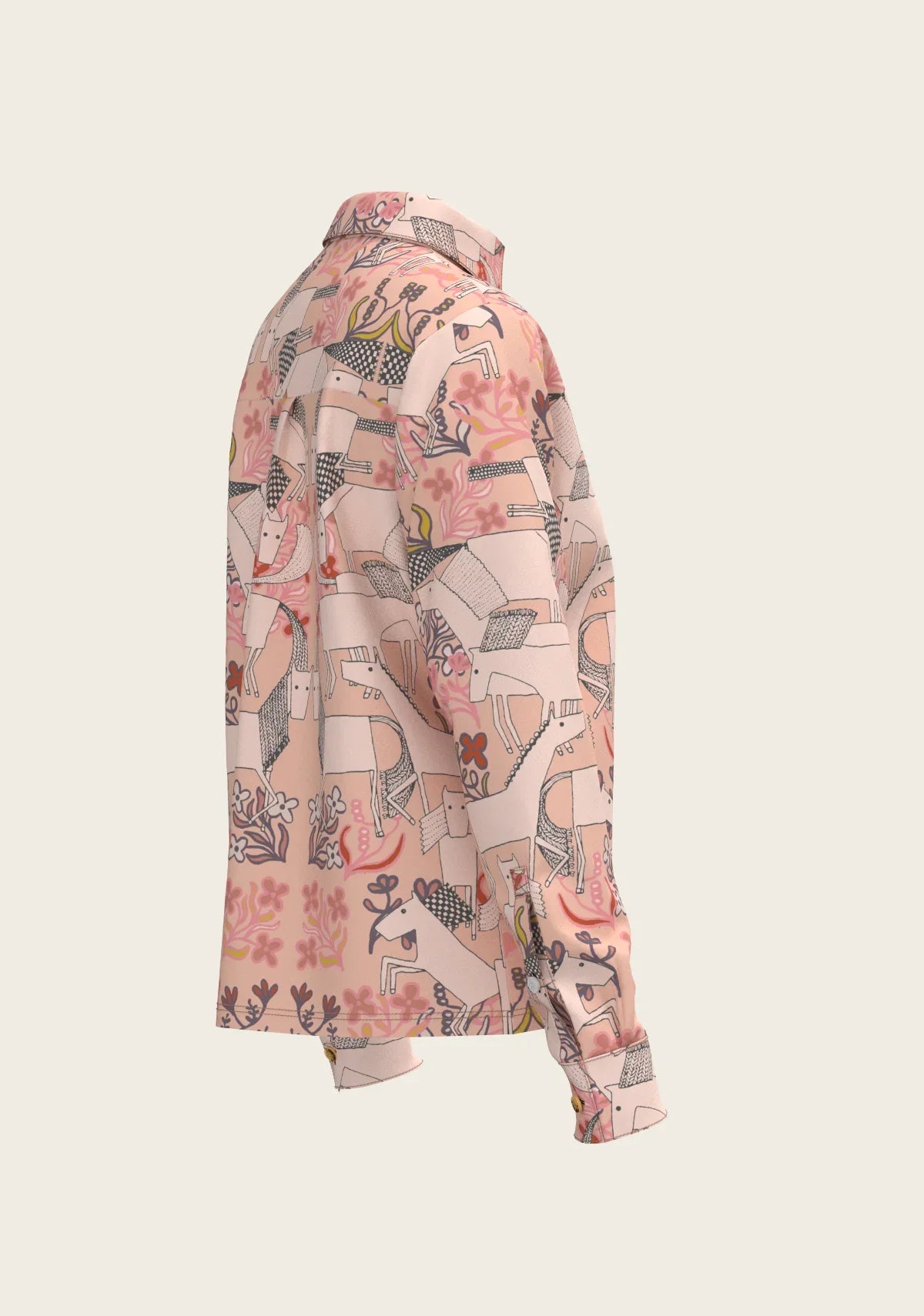 Maize on Peach Loose Fitting Button Shirt