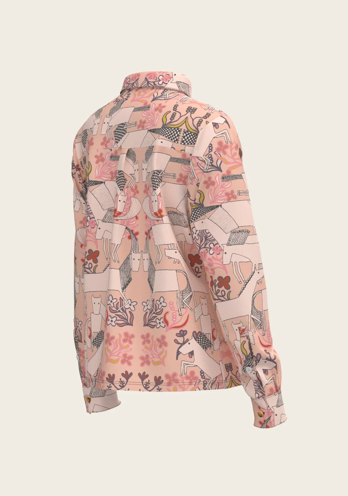 Maize on Peach Loose Fitting Button Shirt