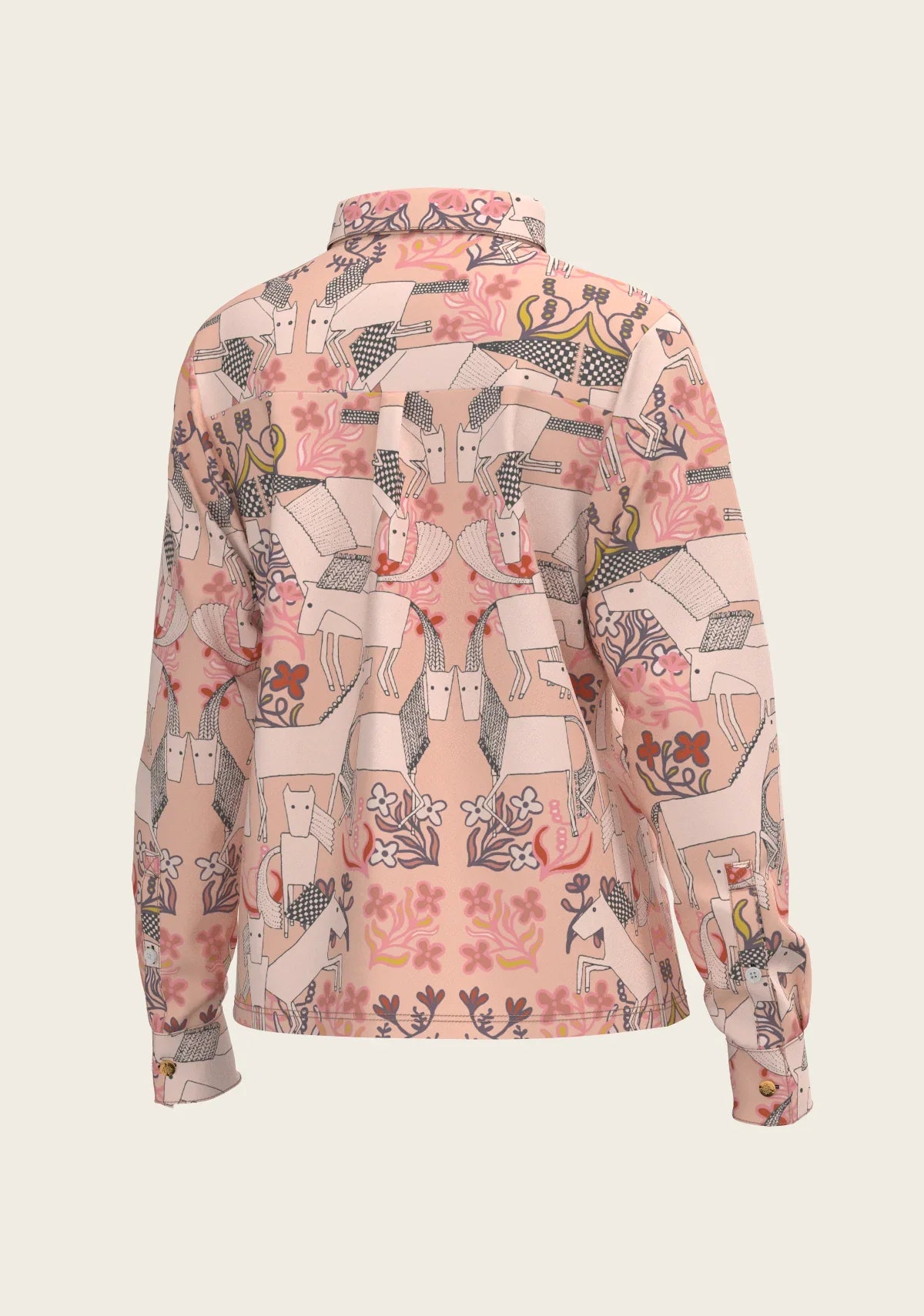 Maize on Peach Loose Fitting Button Shirt