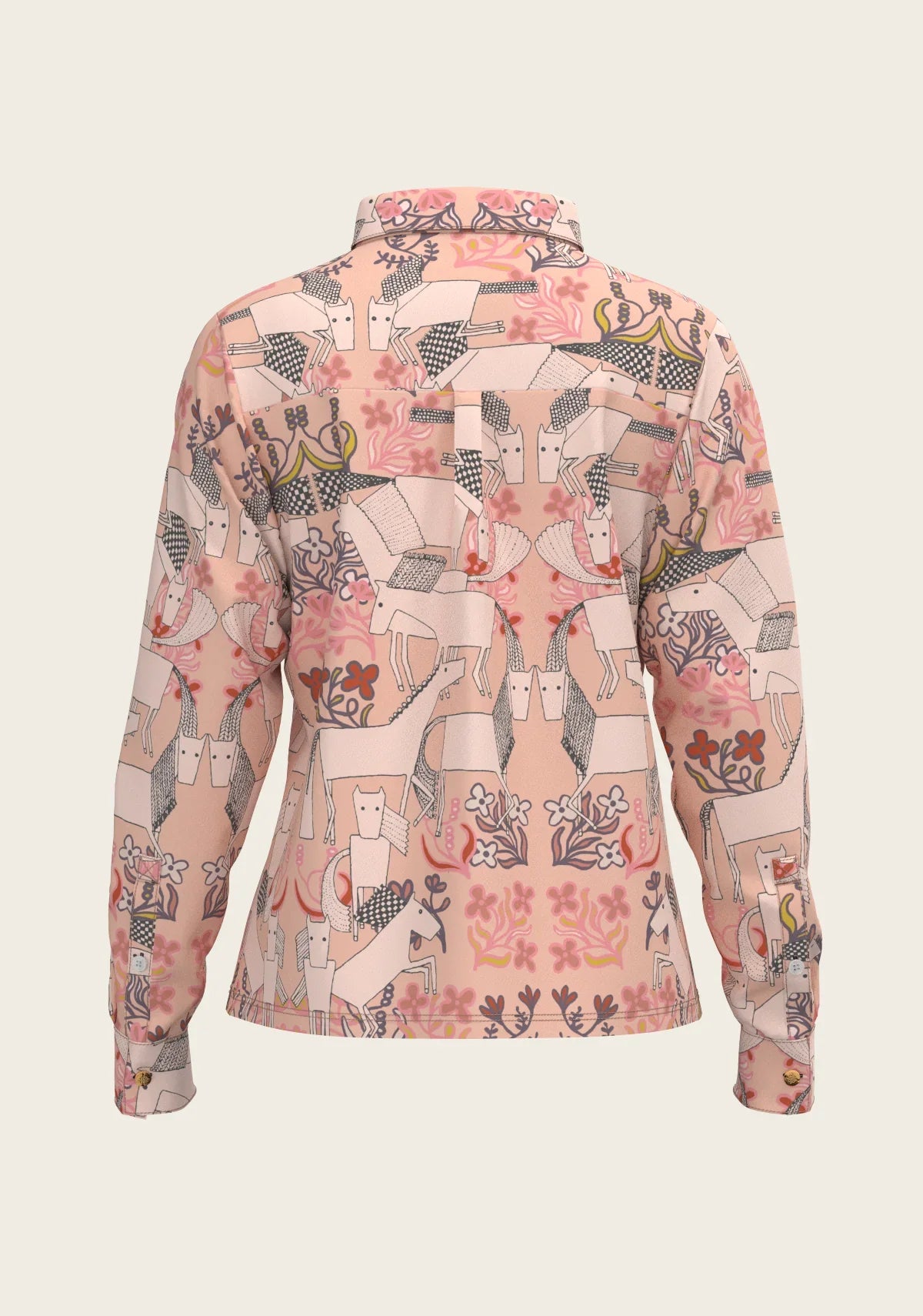 Maize on Peach Loose Fitting Button Shirt