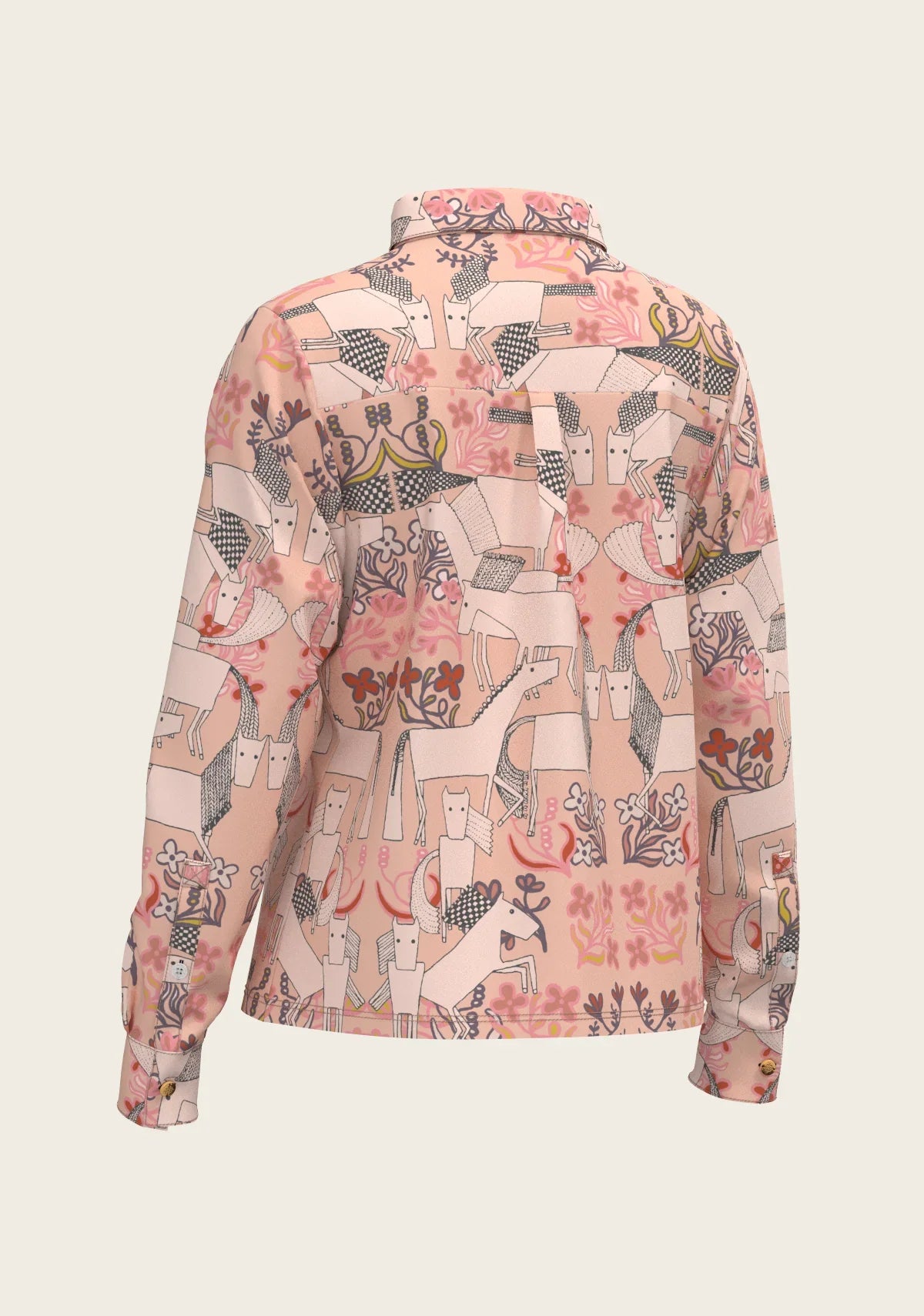 Maize on Peach Loose Fitting Button Shirt