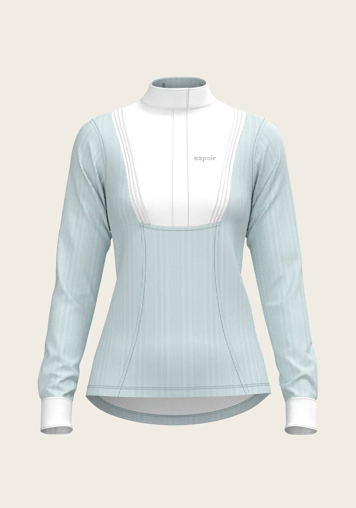 Stripes in Sky Blue Short Pleated Long Sleeve Show Shirt