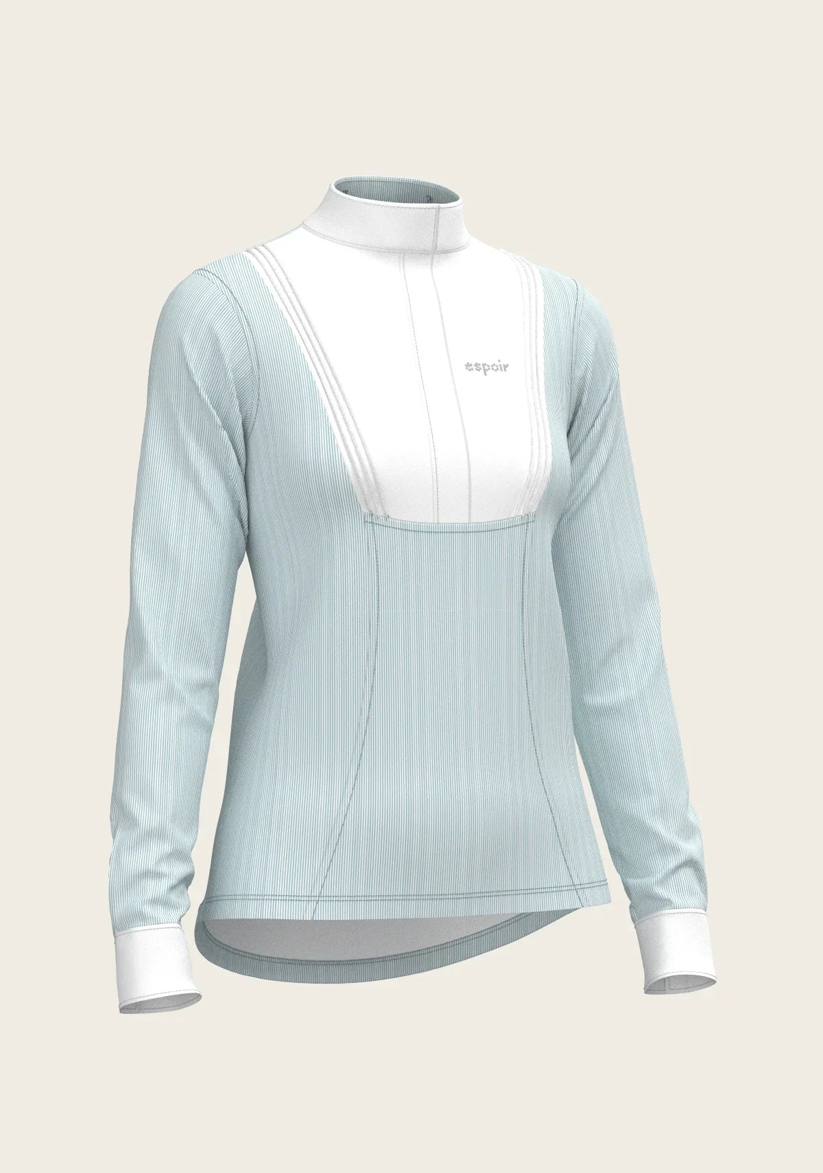 Stripes in Sky Blue Short Pleated Long Sleeve Show Shirt