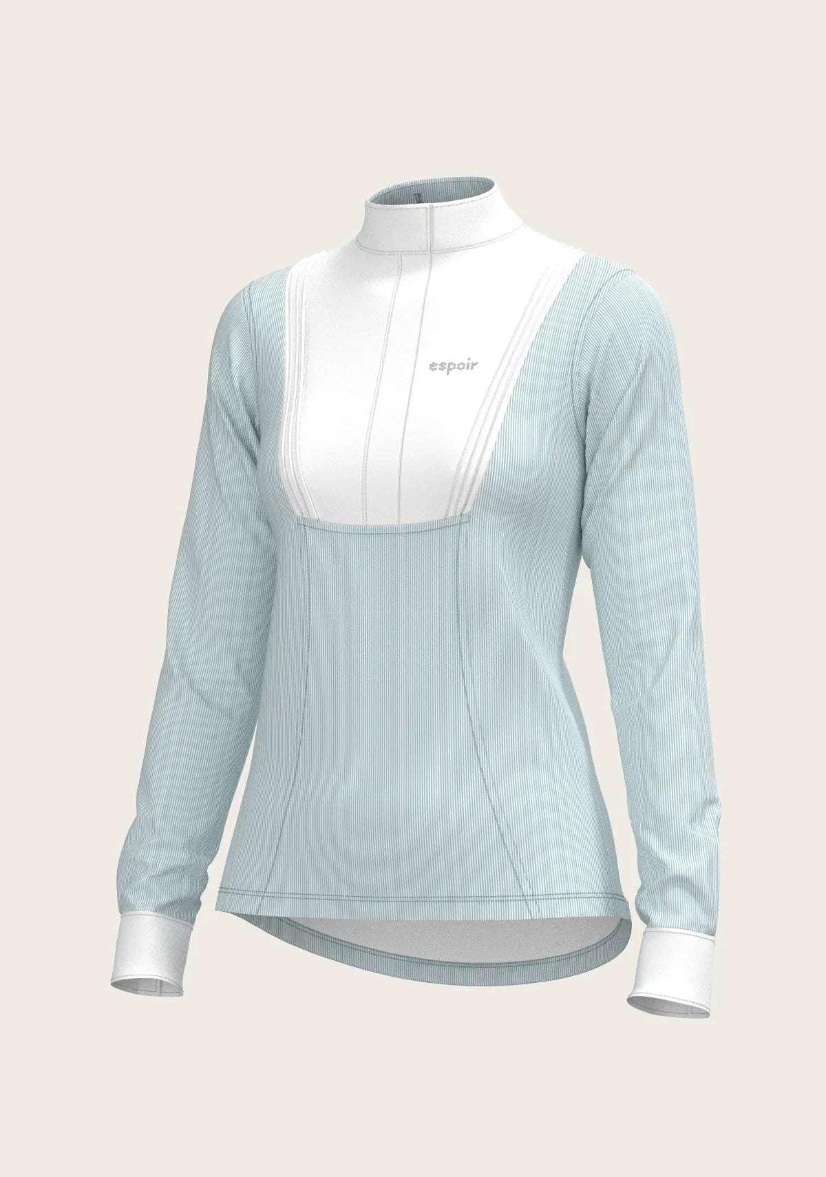 Stripes in Sky Blue Short Pleated Long Sleeve Show Shirt
