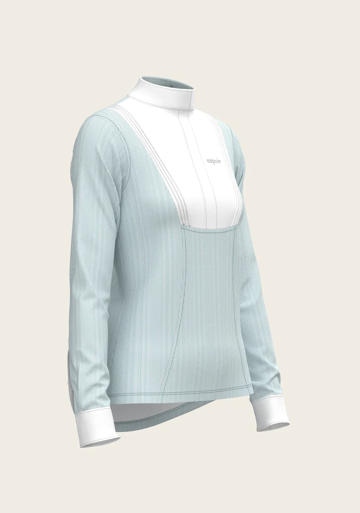 Stripes in Sky Blue Short Pleated Long Sleeve Show Shirt