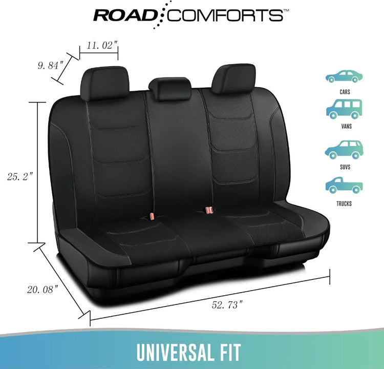 Premium Leather Car Seat Covers Full Set, Airbag Compatible, Universal Fit for Most Cars, Trucks, SUVs, Vans, Black GiFiFY
