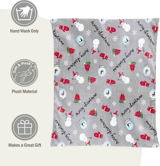 Christmas Blanket Soft, Decorative Blankets for Bed Cozy Throws for Sofa, Soft Plush Throw Embroidered Home Sweet Home - GiFTiFY
