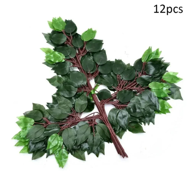 12pcs/Lot Artificial Leaf Fake Flower Decoration Home Wedding Party Scene layout DIY Simulation Plant Ficus Leaves Decor Acces - GiFTiFY