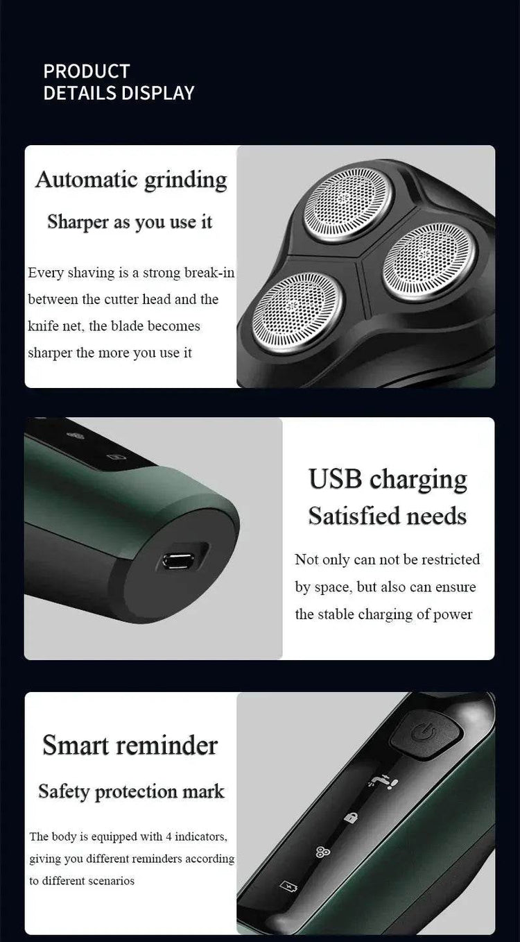 Electric Shavers for Men Waterproof Electric Trimmer Razor Wet Dry Use Rechargeable Battery - GiFTiFY