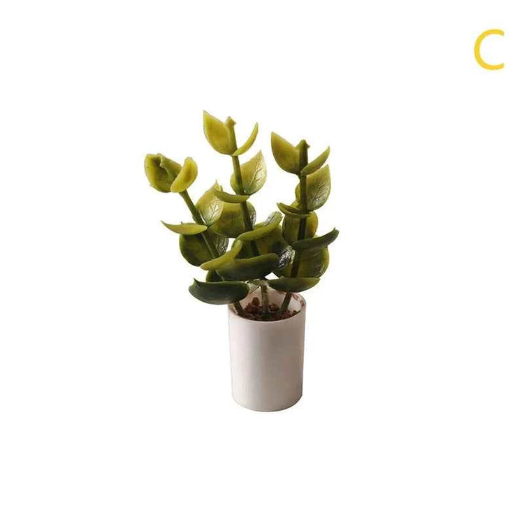 1:12 Dollhouse Miniature Potted Plant Green Leaves Pot Bonsai Garden Home Model Decor Toy Doll House Accessories