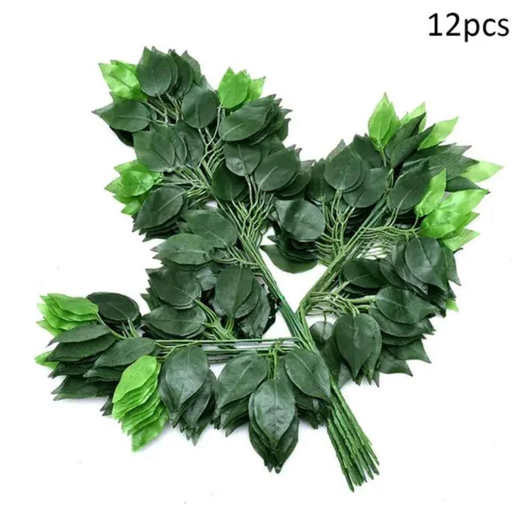 12pcs/Lot Artificial Leaf Fake Flower Decoration Home Wedding Party Scene layout DIY Simulation Plant Ficus Leaves Decor Acces