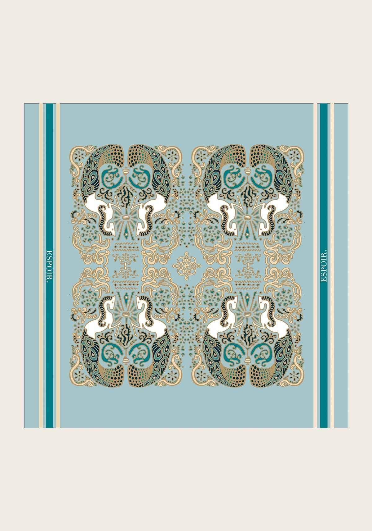 Mermaid Horses on Skye Blue Square Scarf