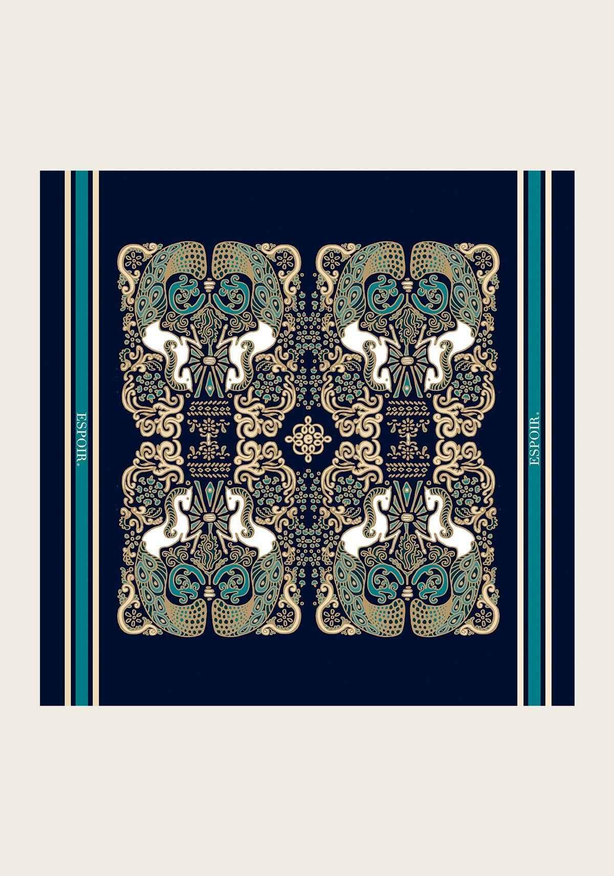 Mermaid Horses on Navy Square Scarf