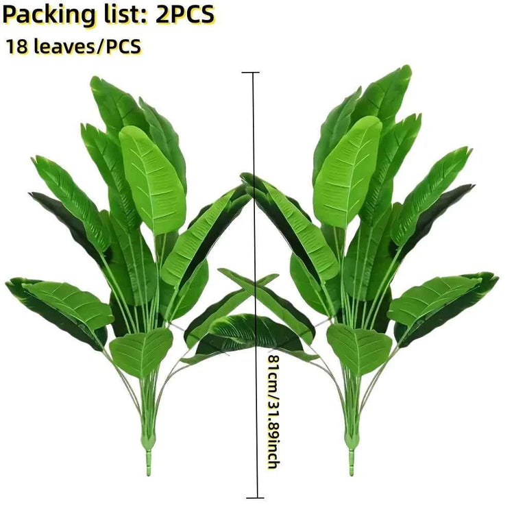 2pcs Large Realistic Artificial Bird of Paradise Plants UV Resistant No Fade Fake Banana Leaf Palm Tree for All Season Decor