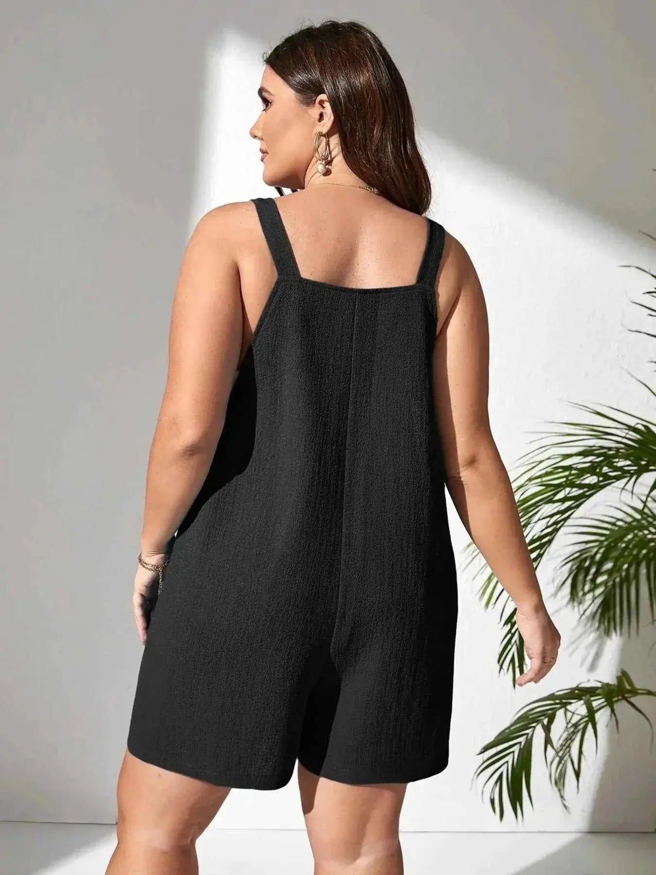 Plus Size Knotted Strap Romper with Pockets