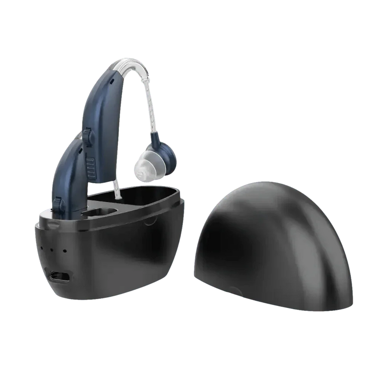 Beige Hearing Aids with Black Charging Case Sound Amplifier Hearing Aids Beige Black Hearing Aids Avoid Whistling Beige Case - GiFTiFY